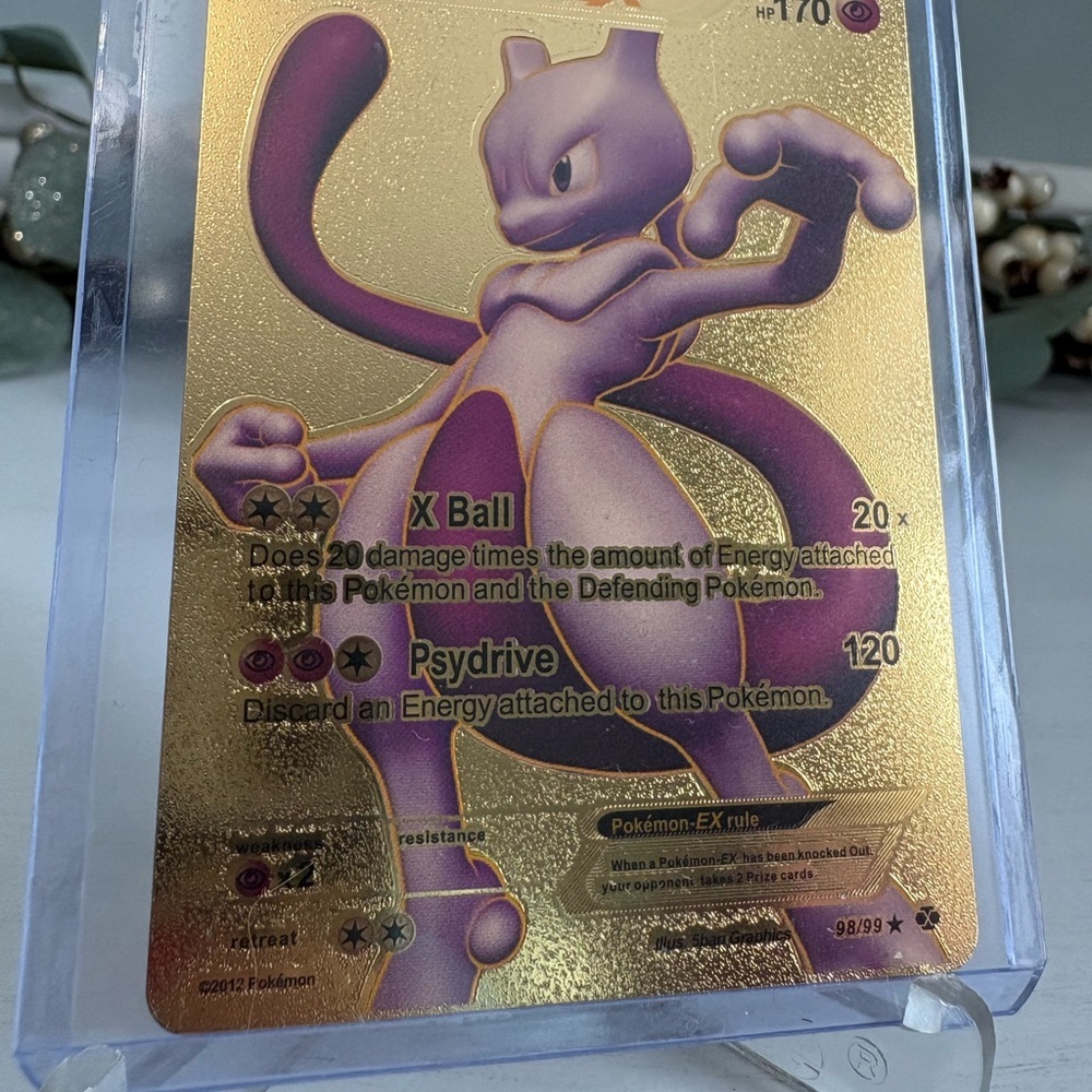 Mewtwo EX Gold Foil Fan Art Pokemon Card HP170 - Picture 3 of 3
